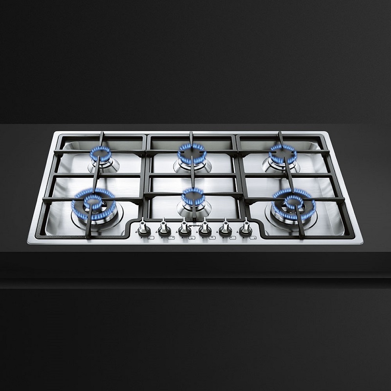 SMEG PGF96 Gas Hob, 90 cm, Classica Aesthetic (Stainless Steel)