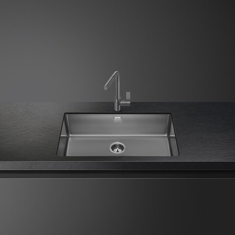 SMEG VSTR71DKX Sink, Universale, Monoblock Bowl ,Stainless Steel (Black)